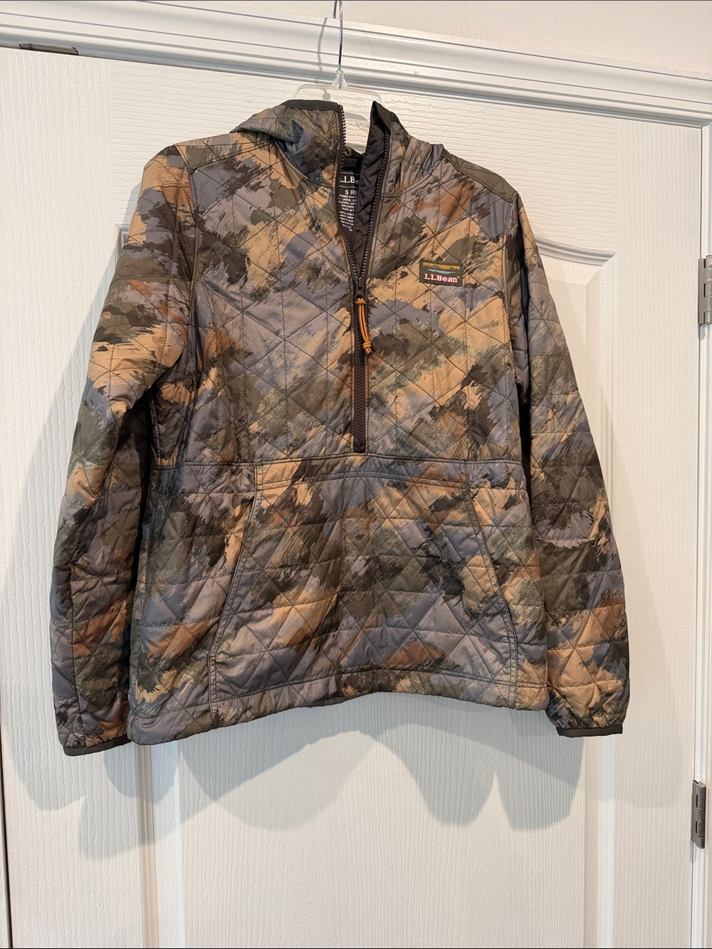 L.L. Bean Quilted Camo Pullover Jacket - Green, Brown, Gray